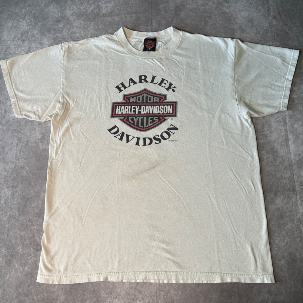Vintage Harley Davidson Laughlin Spring Run 2002 T-Shirt White Mens XL 1996 Logo